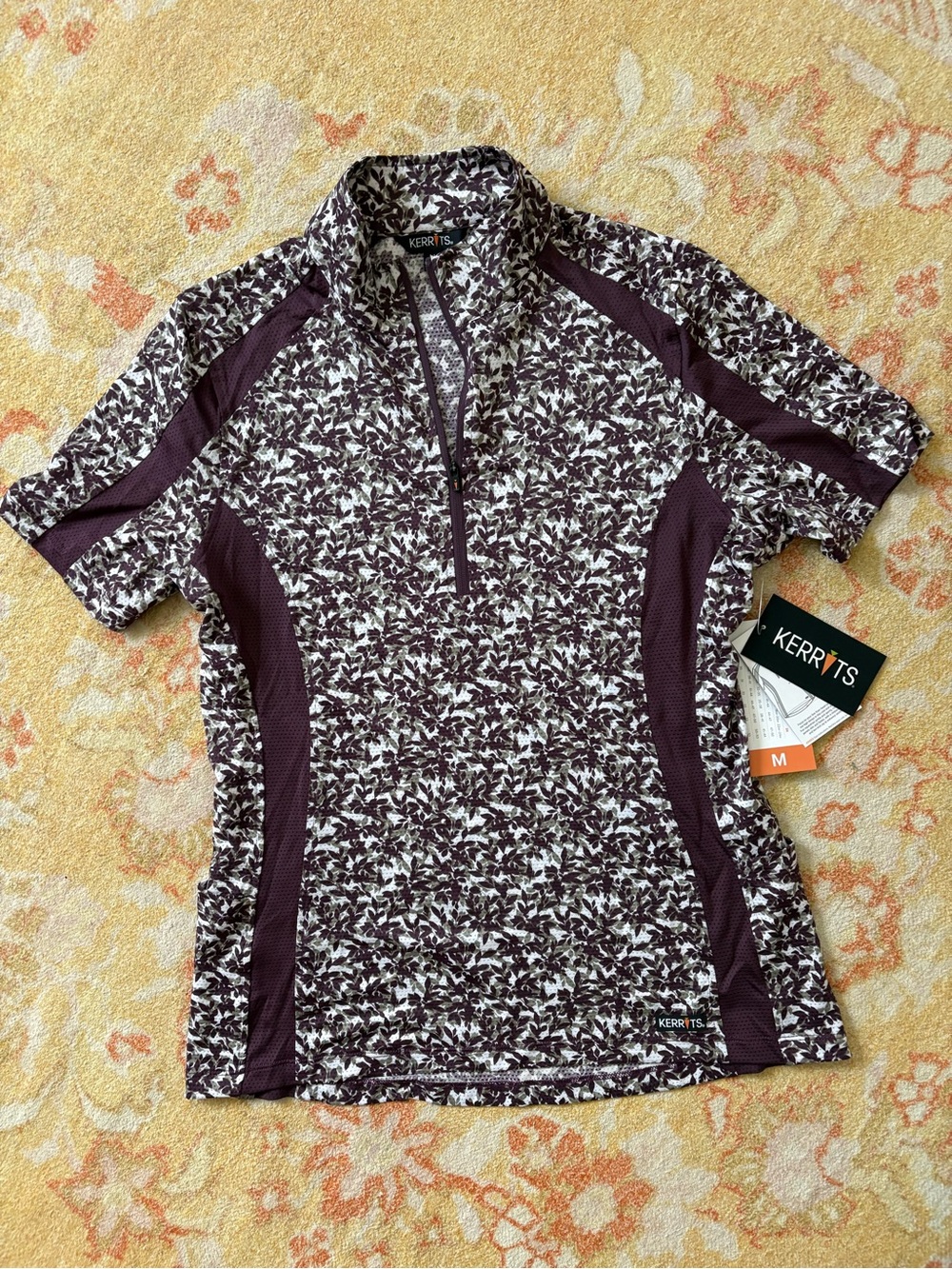 Kerrits Plum and White Floral Short Sleeve Performance Top